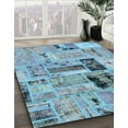 thumbnail image 2 of Ahgly Company Indoor Round Abstract Sky Blue Patchwork Area Rugs, 6' Round, 2 of 6