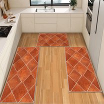 IsecretJoy Washable Kitchen Rugs Sets of 3, Non Slip Kitchen Mats for Floor Waterproof & Stain Resistant Runner Rug for Kitchen, Laundry Room, Hallway