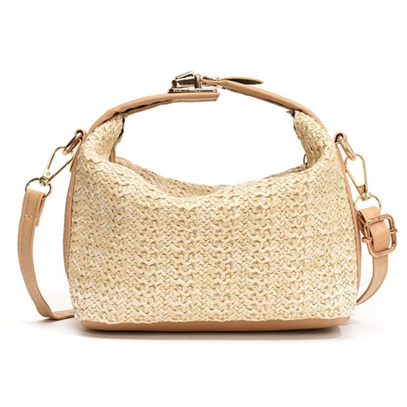 Woven Straw Bag Crossbody Purse Large Capacity Fashion Shoulder Bag with Adjustable Strap for Women
