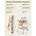 thumbnail image 5 of Baby 3 in 1 High Chairs,Baby Portable Folding Dining Chairs for 6 Months for Baby and Toddlers,Adjustable Height,PU leather,Pipe Material,Unisex,KHAKI, 5 of 12