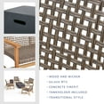 thumbnail image 3 of GDF Studio Brynnli Outdoor Acacia Wood and Wicker 6 Seater Chat Set with Fire Pit, Mixed Mocha, Natural, and Dark Gray, 3 of 13