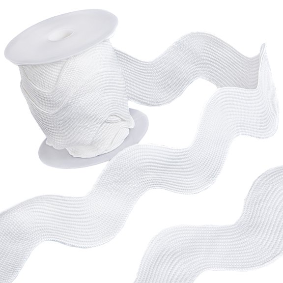 Polyester Wavy Fringe Trim Wave Bending Lace Ribbon for Clothes Sewing and Art Craft Decoration White 1-3/8 inch(34mm) about 5 yards