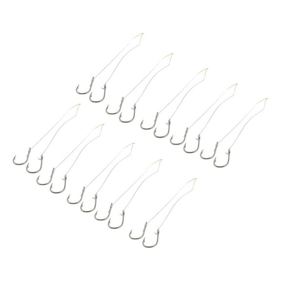 Uxcell Metal Wire Leader Fish Tackle Fishing Hooks Size 5 Gray 20 Pcs