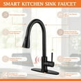 thumbnail image 5 of Matte Black Kitchen Sink Faucet High Arc Stainless Steel Single Handle Kitchen Faucets with Soap Dispenser for Farmhouse Utility Camper Laundry Rv, Pull Down Sprayer & Deck Plate, 5 of 7