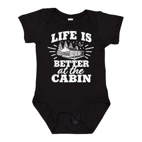 Inktastic Life is Better at the Cabin with Trees and Moon Boys or Girls Baby Bodysuit