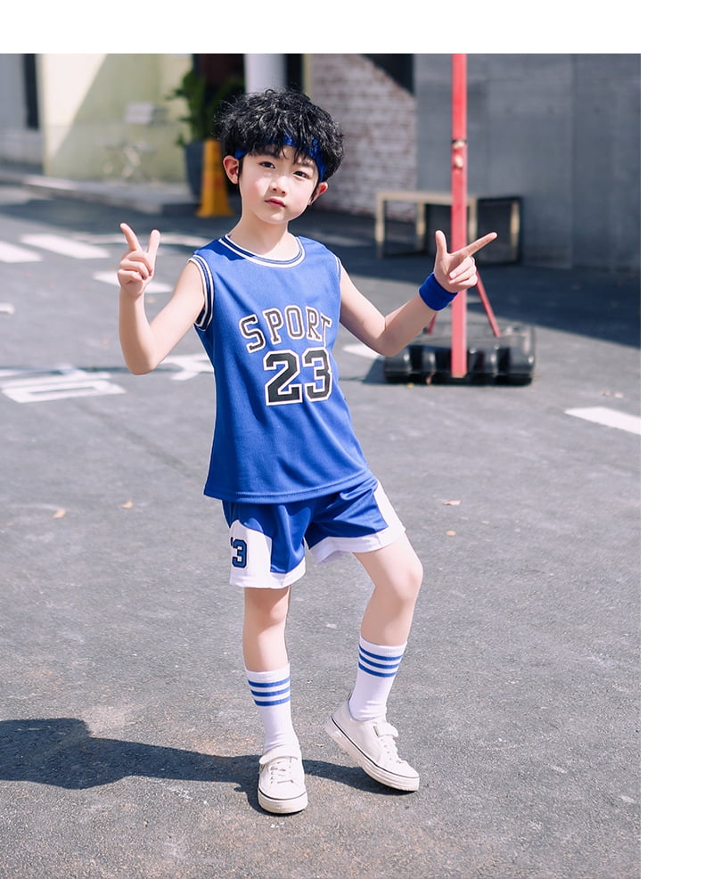Buy CM C&M WODRO Toddler Kid Basketball Jersey Outfit Baby Boy Girl Letters  Tank Top + Track Shorts Sets Boy Summer Clothes, Blue, 5-6 Years at