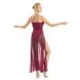 thumbnail image 2 of iEFiEL Women Lyrical Dance Dress Modern Contemporary Dance Costume Ballet Leotard Dance Long Dress Burgundy XS, 2 of 7