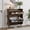 Walnut + MDF + Art Deco + Farmhouse + Mid-Century Modern + mix match + Retro, variant on Medieval-style modern shoe cabinet, upright shoe storage unit with vertical grooved finish, 23.6-inch walnut-colored shoe cabinet, suitable for hallways, passageways and entrances.