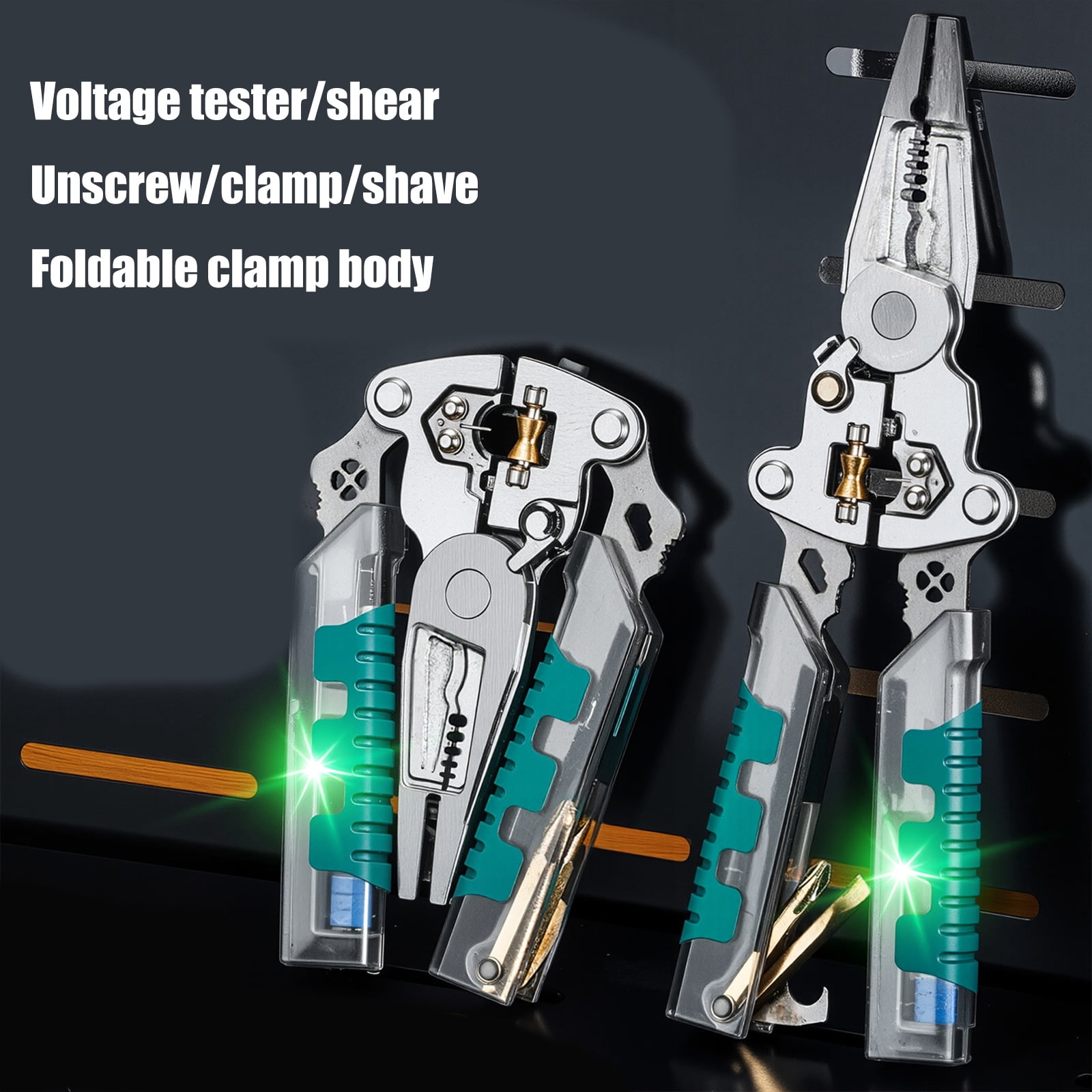 Multifunctional 9 in 1 Wire Stripper with Measurement, Folding Cable Cutter Crimper & Electrician Tool
