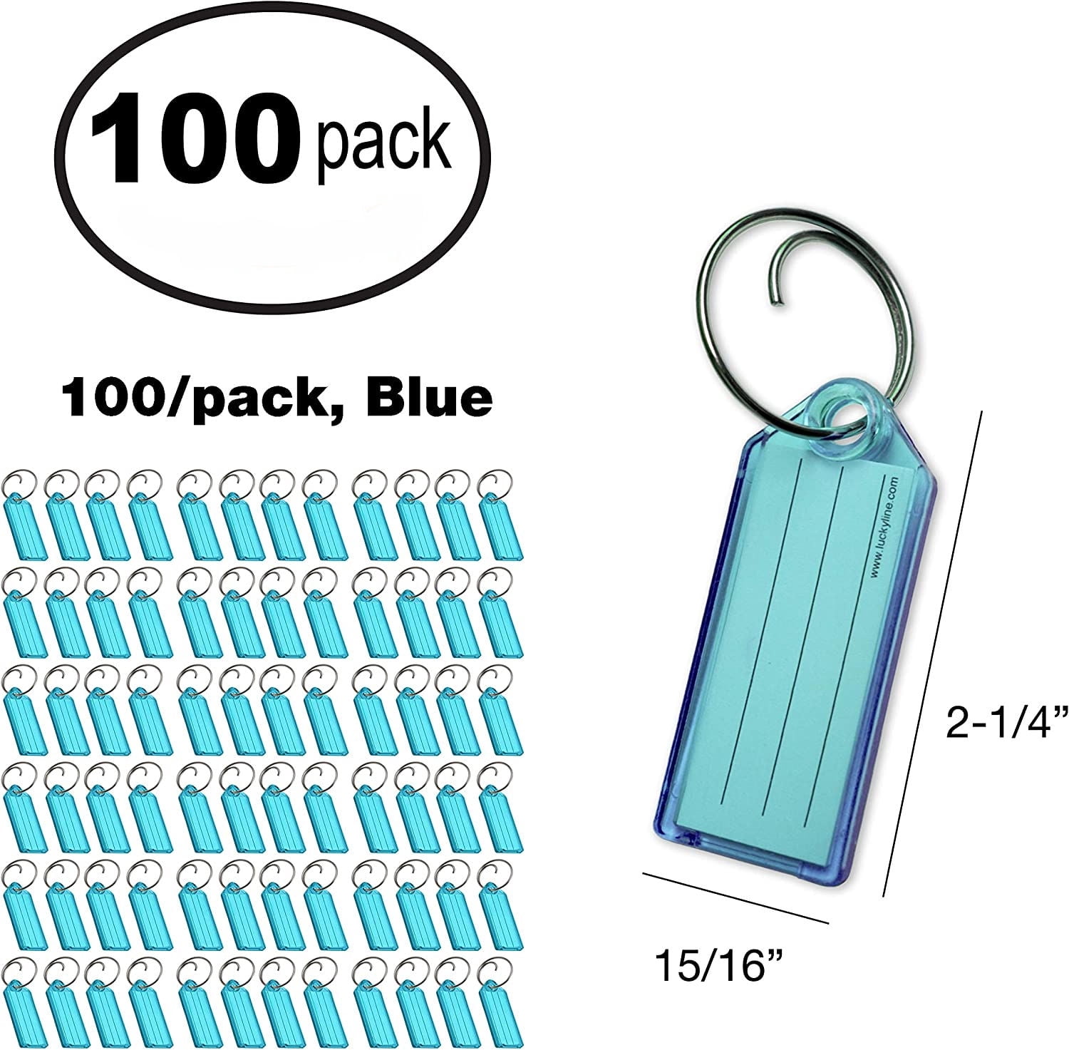 Lucky Line 12300-30 Blue Key Tag with Tang Ring 12300-30 100/box