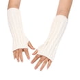 thumbnail image 2 of Winter White Women Fashion Knitted Plush Twist Windproof Warm Thickened Fingered Plus Gloves, 2 of 3