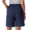 thumbnail image 3 of MDUKONU Women's Classic Linen Shorts Quick Dry Wide Leg with Pockets Blue L, 3 of 6