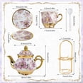 thumbnail image 2 of HDUTNGISN 20Pcs European Porcelain Tea Set,Saucers with Metal Holderfor Women,Purple, 2 of 12