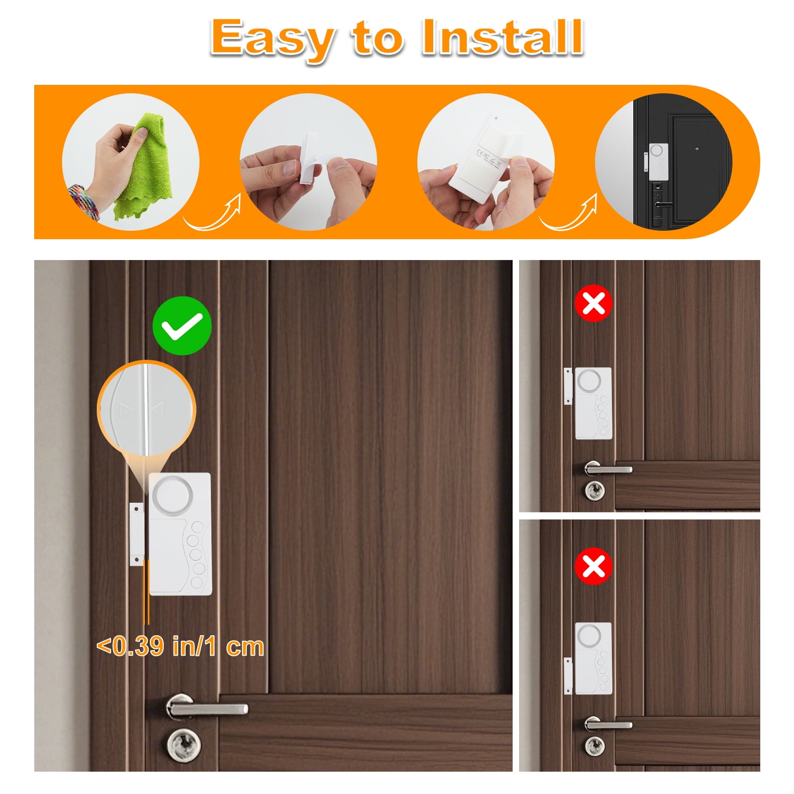 NineLeaf Freezer Door Alarm,Door and Window Alarms for Home Security,3/15/30/60 Seconds 4-In-1 Door Magnetic Refrigerator Door Open Alarm Delayed Door Closing Bell for Home Business Office Shop,5PK