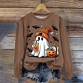thumbnail image 2 of Kakishop Halloween Womens Clothing I'M Fine Women Shirt Funny Halloween Clothes Top,Brown, 2 of 3