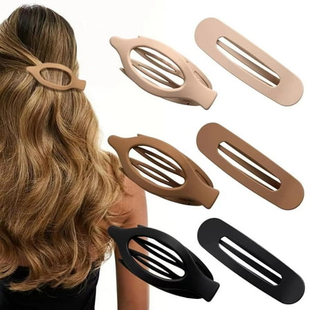 DUAIU 6-Piece Hair Clips for Women - 2 Styles Matte Duck Bill and Claw Clips Strong Hold Hair Barrettes for Thick Thin Hair Neutral Color Hair Accessories (Black/Brown)