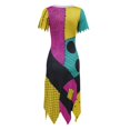 thumbnail image 2 of Women's Halloween Patchwork Dress Costume Gothic Nightmare Cosplay Short Sleeve Outfit for Adult Theme Party, 2 of 4