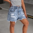 thumbnail image 2 of RMGVDSD Girls Ripped Jeans Shorts Distressed Denim Shorts Girls' Summer High Rise Denim Shorts Raw Hem Straight Leg Shorts Stylish Wear 11-12 Years, 2 of 7