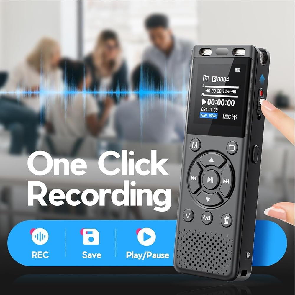 64 B Di ital Voice Recorder with Playback,Audio Recordin Device for Lectures Meetin /Classes/Interviews,Tape Recorder with Voice Activated,Password,Noise Reduction,A-B Repeat,MP3 Player Etc