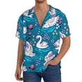 thumbnail image 3 of Honeii 's Swan On The Pond for men's short-sleeved button-up collared shirt featuring a pocket, perfect for beach vacations, and travel adventures., 3 of 5