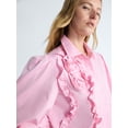 thumbnail image 4 of Free Assembly Women's and Women's Plus 3D Floral Cotton Shirt with Long Sleeves, Size XS-4X, 4 of 5