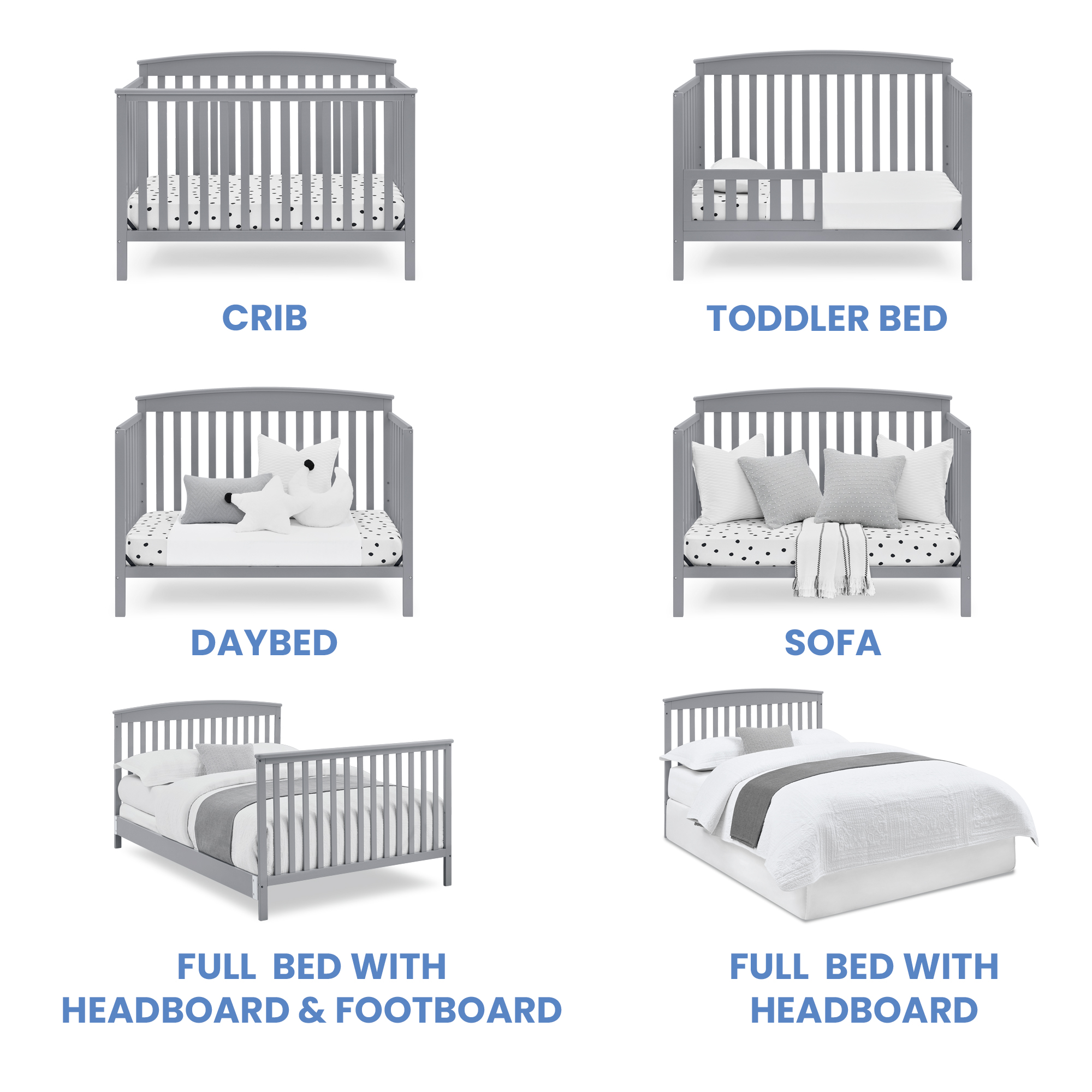 Delta Children Hanover 6-in-1 Convertible Baby Crib, Grey - image 5 of 16