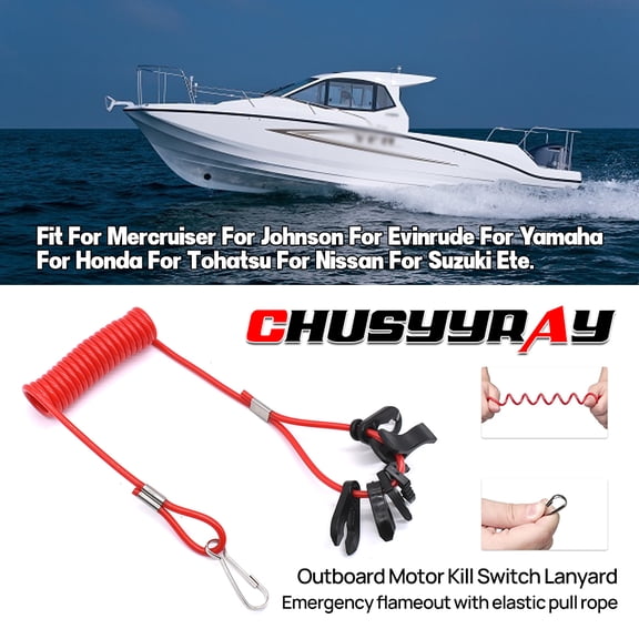 Universal Boat Outboard Engine Motor Lanyard Kill Urgent Stop Switch & Safety