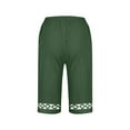 thumbnail image 5 of BRGZLK Summer Cotton Linen Pants for Women Fashion Solid Color Elastic Waist Lace Patchwork Cozy Short Pants with Pocket Army Green XL, 5 of 5