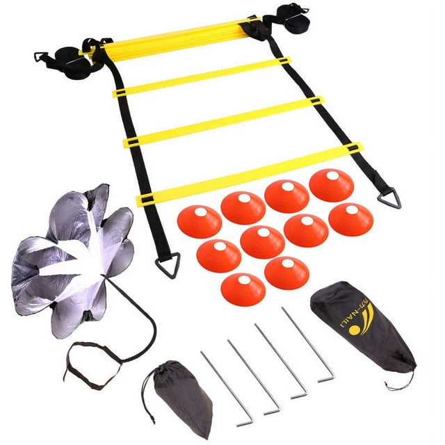 Entrenamiento de fútbol, escalera ágil, entrenamiento de ritmo, cuerda de resistencia, paraguas, juego de entrenamiento de escalera de salto, clavo