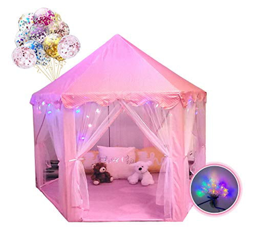 Child Tent,Kids Play Castle Tent Princess Playhouse Tent Fairy Tents Indoor Outdoor with LED Light for Children or Toddlers Estink 