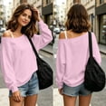 thumbnail image 2 of yillto Women's off Shoulder Tops Long Sleeve Shirts Loose Fashion Casual Pullover Tunic Top, 2 of 7