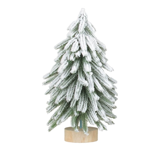 SUSHANG Realistic Miniature Christmas Trees on Round Wooden Base, Set of Charming Cedar Decorative Trees for Tabletop, Shelf and Rustic Farmhouse Holiday Displays