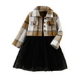 thumbnail image 1 of Toddler Girls Spring Autumn Outfit Sets Black Sleeveless Sling Dress + Long Sleeve Button Plaid Coat, 1 of 9