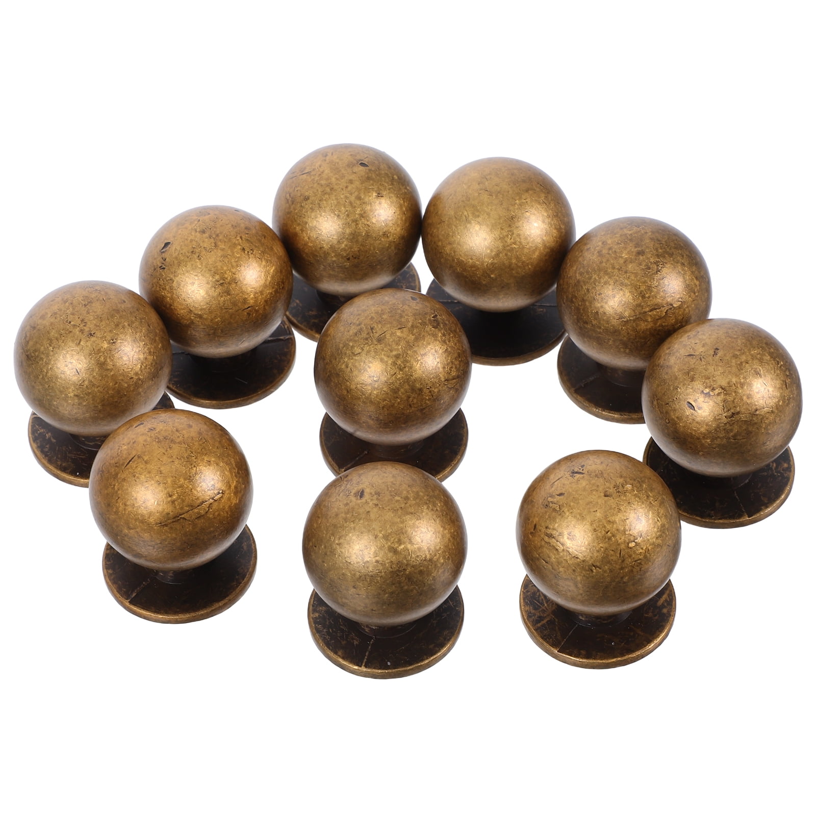 SWETRACE 10Pcs Antique Style Metal Cabinet Knobs Retro Round Brass Finish for Furniture
