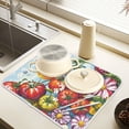 thumbnail image 2 of Yayeee Dish Drying Mat for Kitchen Counter 16" x 18" Microfiber Super Absorbent Coffee Decorative Pad, Blue Floral Tomatoes, 2 of 9