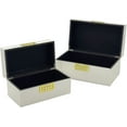 thumbnail image 6 of Galt International Large & Small Decorative Storage Box w/Hinged Lid - Classic Design Wood Decor Boxes with Geometric Opening Clasp - Home & Office Storage - Set of 2 (White + Gold), 6 of 16