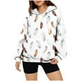 thumbnail image 4 of HomeDM Hoodies Sweatshirts for Women Floral Print Pullover Tops Long Sleeve Drawstring Hooded Shirts with Pocket - White/3XL, 4 of 7