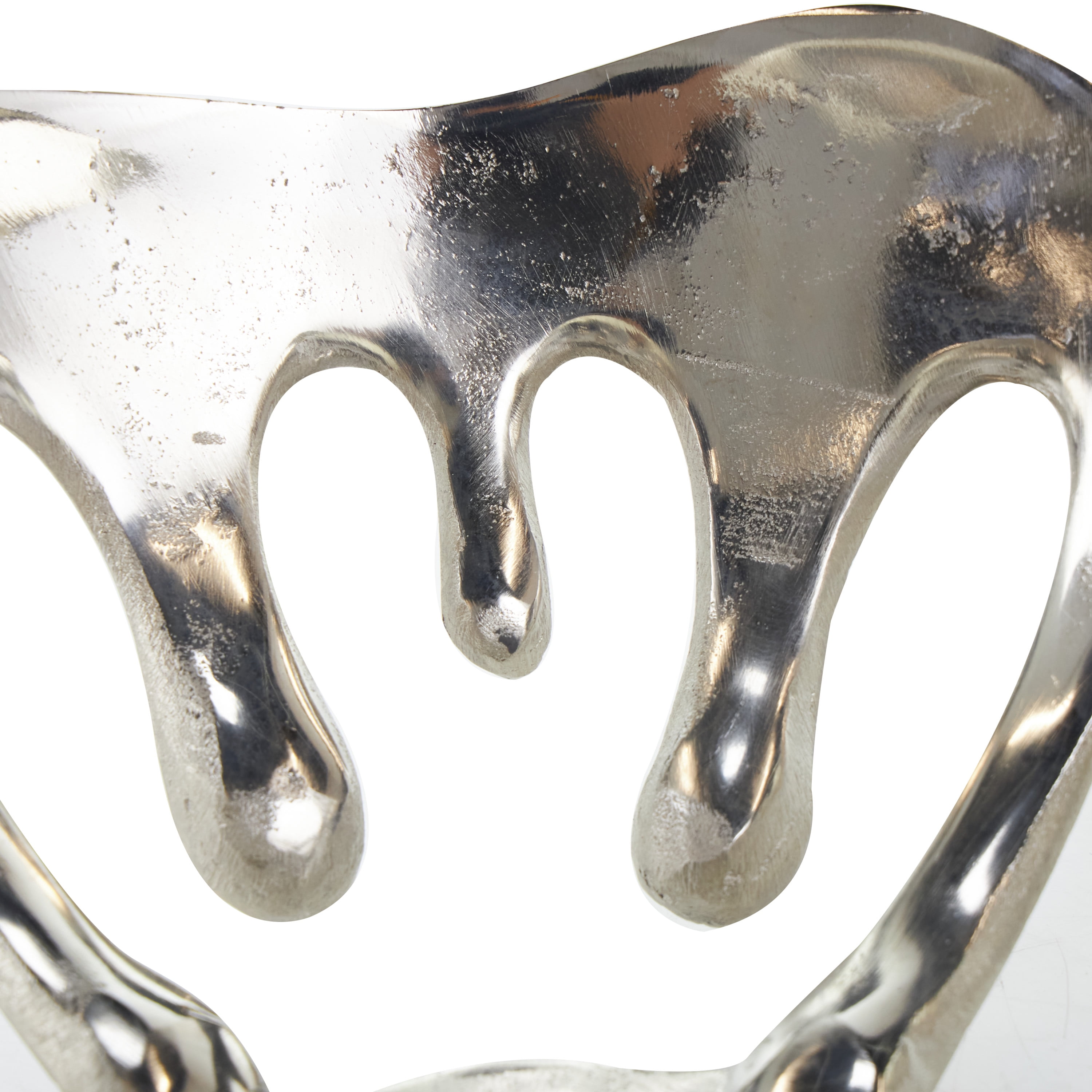 DecMode 13", 11"H Asymmetrical Drip Silver Aluminum Decorative Bowl with Melting Designed Body, Set of 2