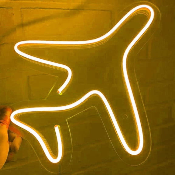 LINLIN Neon Night Light, Airplane Neon Sign, LED Acrylic Neon Sign for Bedroom Kids Room Teen Boys Room Game Room Birthday Party Decor