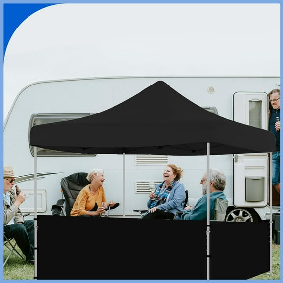 2 Pcs Black Half Canopy Side Panels for 10x10, 10x15, 10x20   Canopy Gazebo