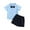 Blue, variant on Toddler Boys Dress Suit Short Sleeved Light Blue Shirt With Bow Tie Dark Blue Shorts Performance Suit 3 Month