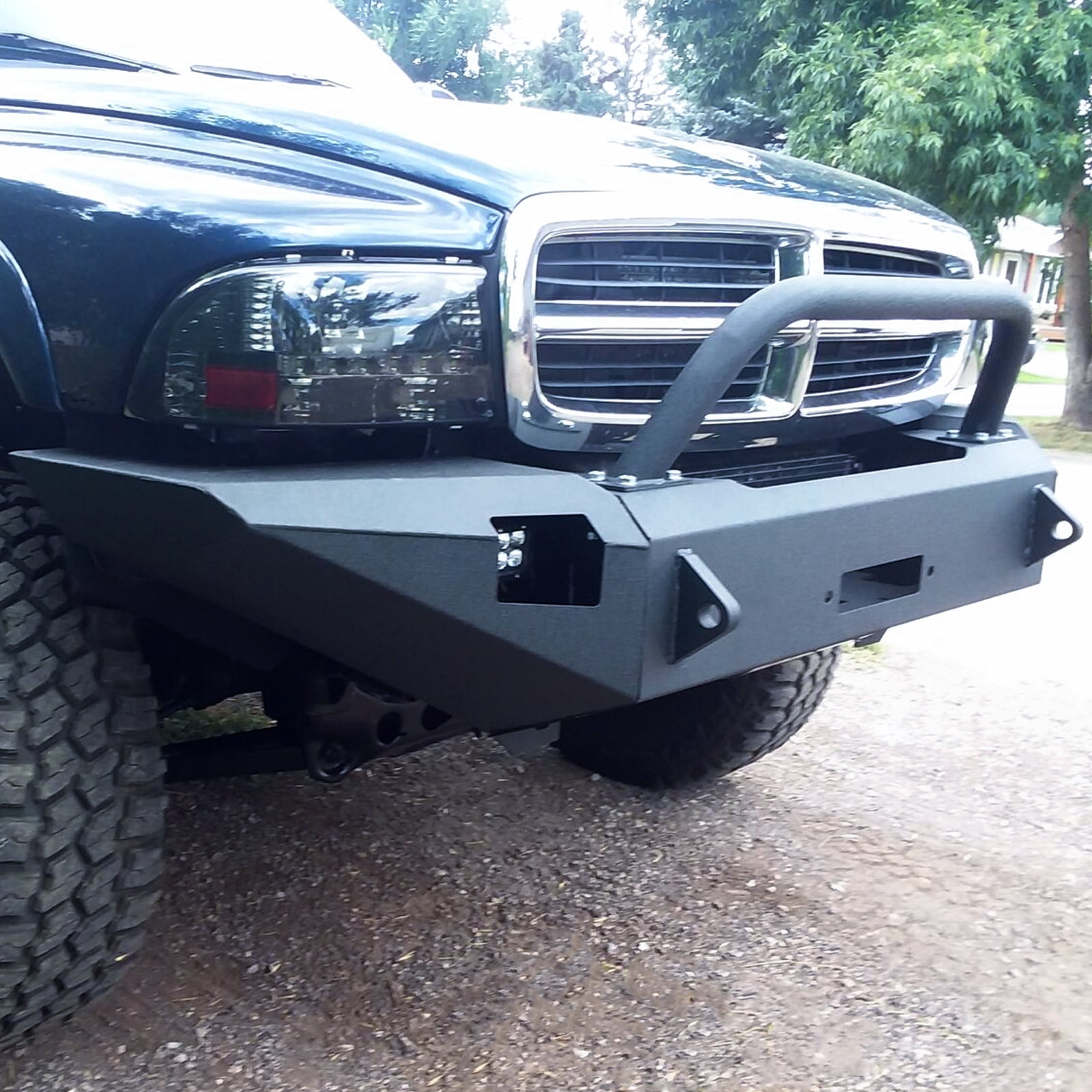 Kojem Steel Front Bumper for 1997-2004 Dodge Dakota 1998-2003 Dodge Durango w/Bull Bar Black Powder Coated Off -Road Front Guard