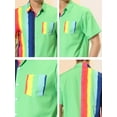 thumbnail image 6 of Lars Amadeus Men's Summer Striped Patchwork Short Sleeves Hawaiian Shirt, 6 of 6
