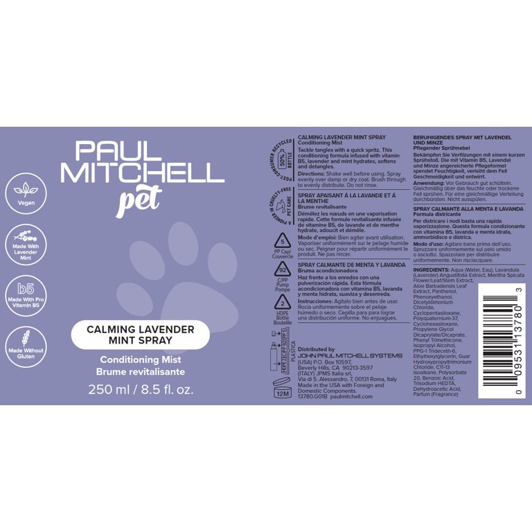 Paul Mitchell Pet Calming Lavender Mint Spray, 8.5 oz - Walmart.com