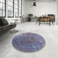 thumbnail image 4 of Ahgly Company Machine Washable Indoor Round Industrial Modern Grape Purple Area Rugs, 3' Round, 4 of 7