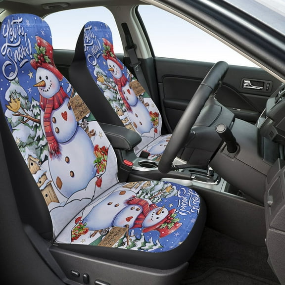 Christmas Snowman Seat Covers Cars, ​Car Truck SUV 2 Piec