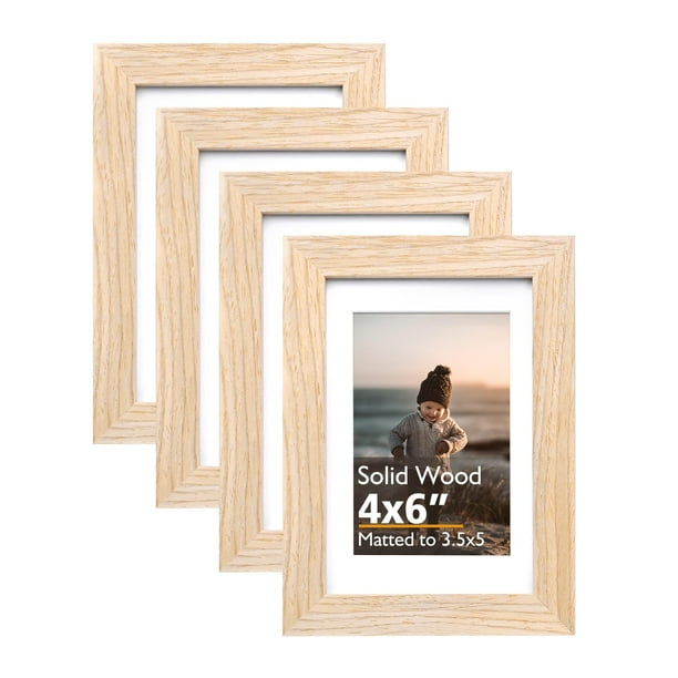 Marcos de fotos KINLINK de madera natural de 4x6 con plexiglás acrílico