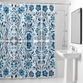 thumbnail image 4 of Abstract Blue Floral Fabric Shower Curtain Vintage Ethnic Texture Washable Shower Curtains for Bathroom, Waterproof Bath Curtain with Hooks Home Decor 36x72in, 4 of 8