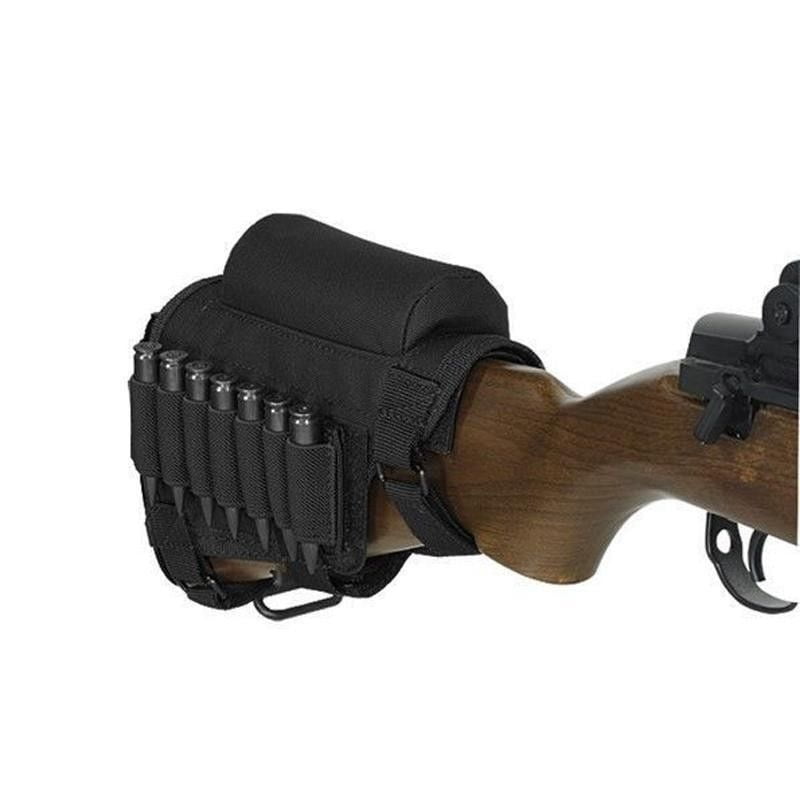 Tactical Rifle Gun Buttstock Shell Holder Cheek Rest w/ Ammo Pouch Carrier Case 