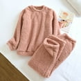 thumbnail image 2 of Enjoytime Lounge Sets for Women Solid Oclor Crewneck Long Sleeve Blouses Pants 2 Piece Sleepwear Fall Winter Warm Cozy Pajamas, 2 of 8